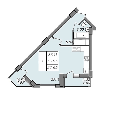 Планировка 1-комн.