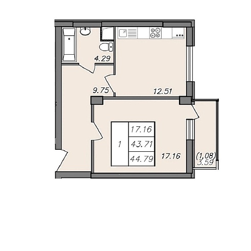 Планировка 1-комн.