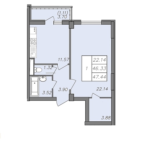 Планировка 1-комн.