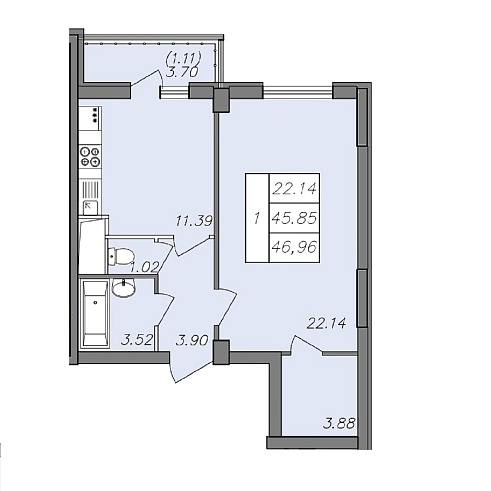 Планировка 1-комн.