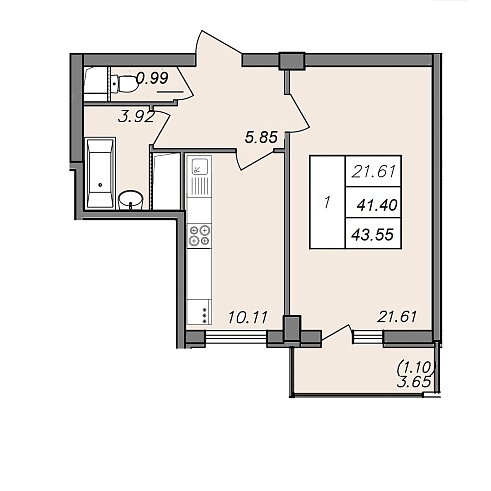 Планировка 1-комн.